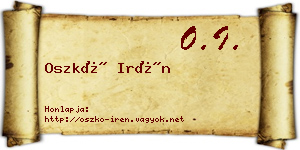 Oszkó Irén névjegykártya